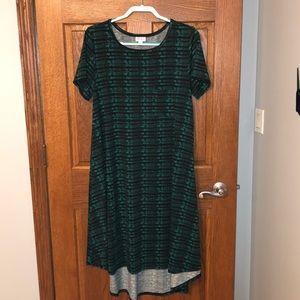 Lularoe Black & Green Carly Dress NWOT